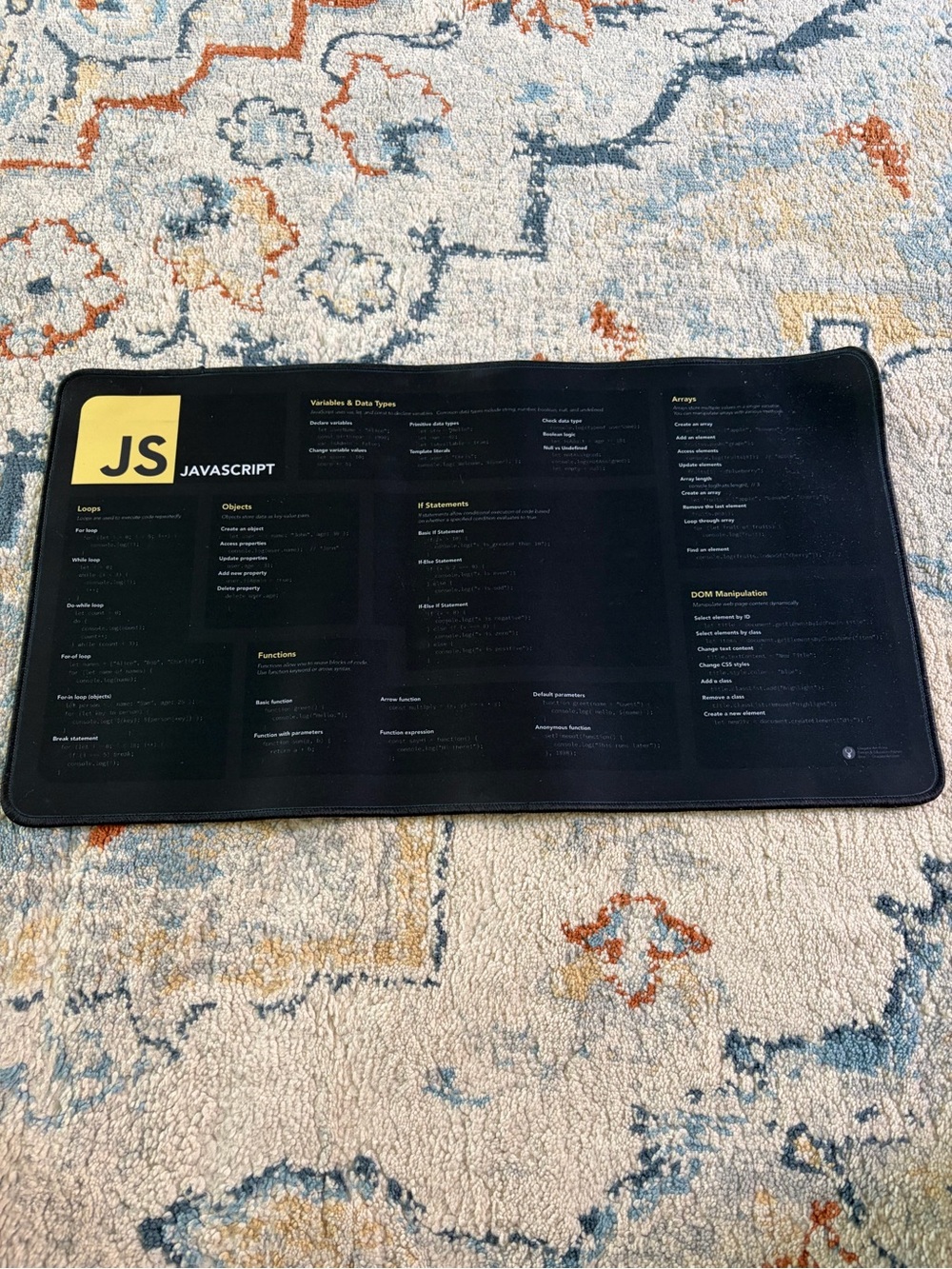 JavaScript Desk Mat with Yellow JS Logo